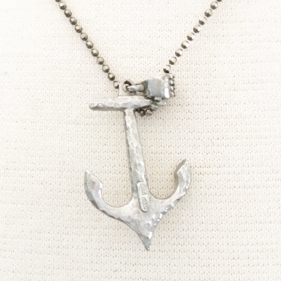 Sterling Silver Anchor Necklace Marked 925 - Picture 3 of 5